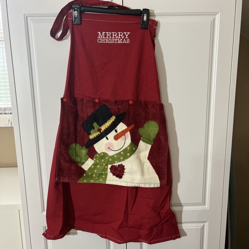 Custom Made Kitchen Apron With Embroidery & Removable Towel Washable Christmas